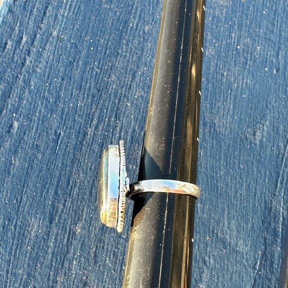 Golden Pyrite Cab Ring 925 size 8 - Picture 9 of 10